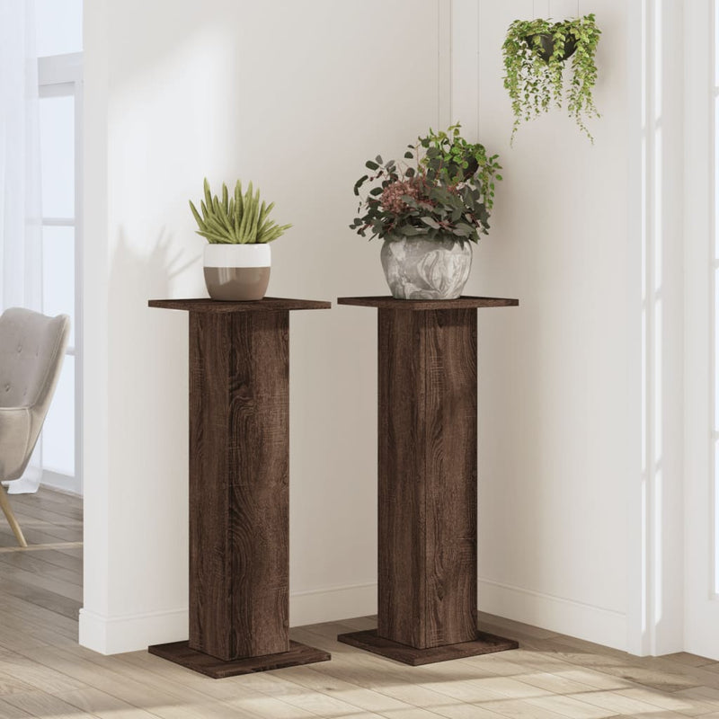 vidaXL 2 db barna tölgy szerelt fa növénytartó állvány 30 x 30 x 80 cm