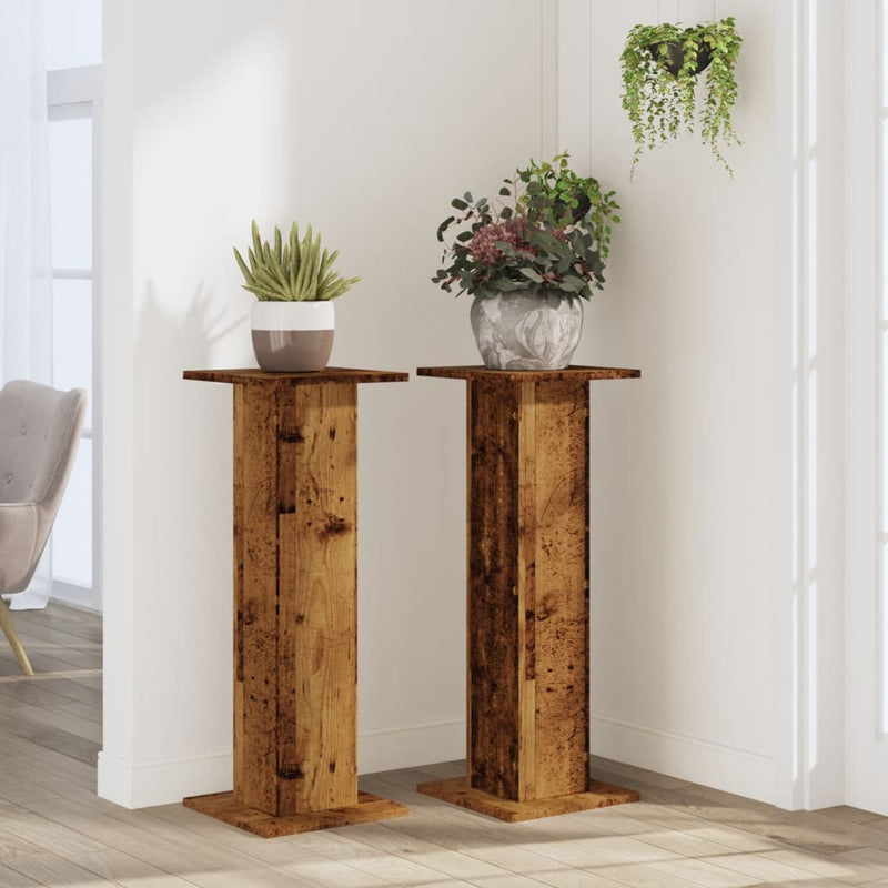 vidaXL 2 db antik fa színű szerelt fa növénytartó állvány 30x30x80 cm