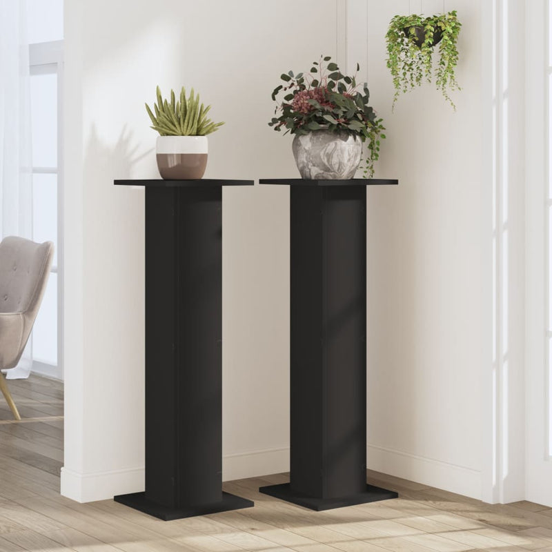 vidaXL 2 db fekete szerelt fa növénytartó állvány 30 x 30 x 95 cm