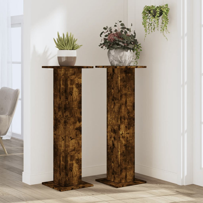 vidaXL 2 db füstös tölgy szerelt fa növénytartó állvány 30x30x95 cm