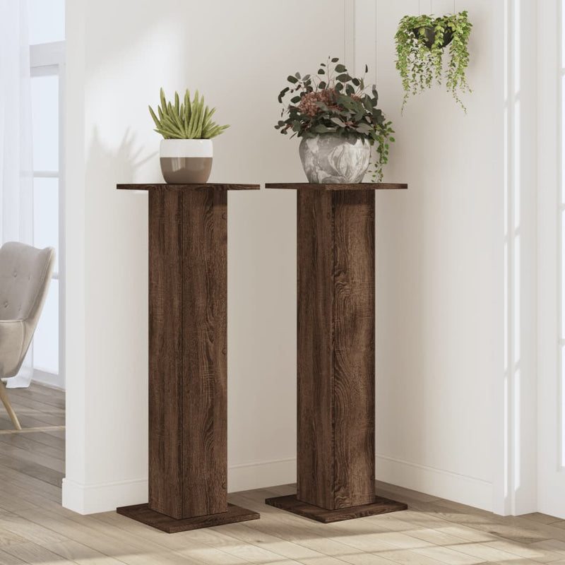 vidaXL 2 db barna tölgy szerelt fa növénytartó állvány 30 x 30 x 95 cm