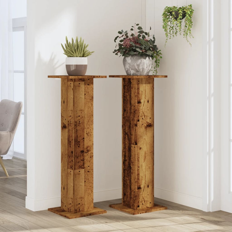 vidaXL 2 db antik fa színű szerelt fa növénytartó állvány 30x30x95 cm