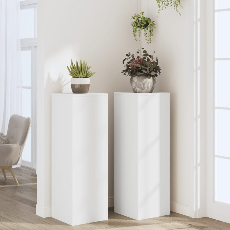 vidaXL 2 db fehér szerelt fa növénytartó állvány 33 x 33 x 100 cm