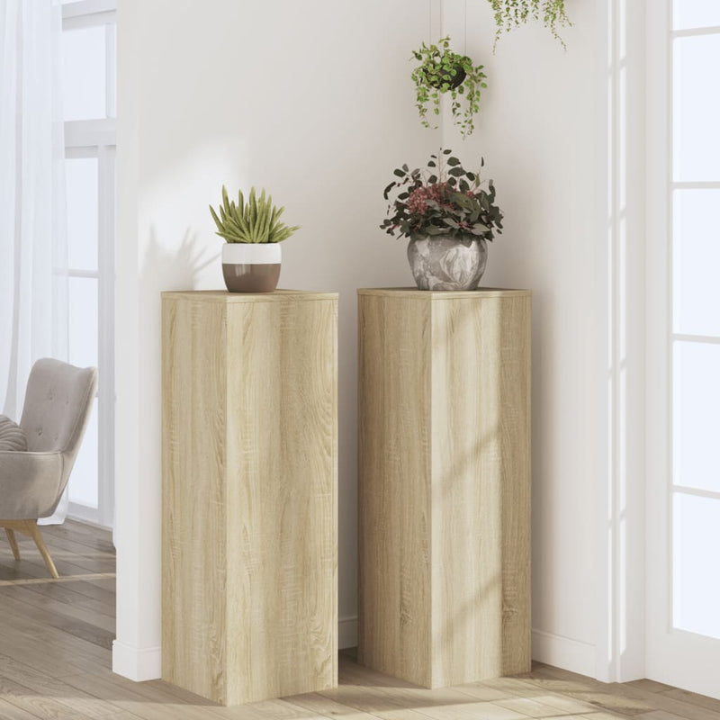 vidaXL 2 db sonoma tölgy szerelt fa növénytartó állvány 33x33x100 cm