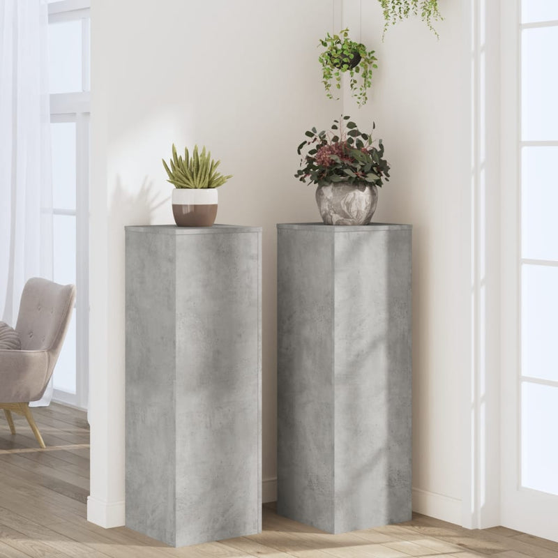 vidaXL 2 db betonszürke szerelt fa növénytartó állvány 33x33x100 cm