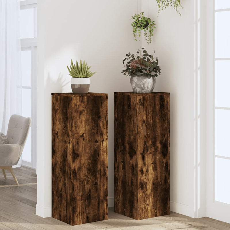 vidaXL 2 db füstös tölgy szerelt fa növénytartó állvány 33x33x100 cm