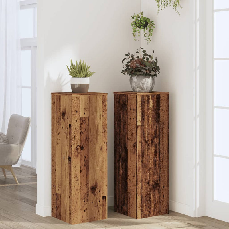vidaXL 2 db antik fa színű szerelt fa növénytartó állvány 30x30x100 cm