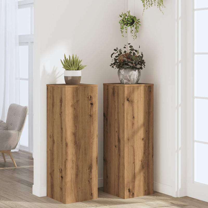 vidaXL 2 db kézműves tölgy szerelt fa növénytartó állvány 30x30x100 cm