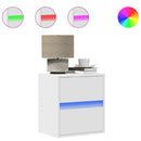 vidaXL 2 db fehér falra szerelhető éjjeliszekrény LED-világítással