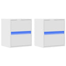 vidaXL 2 db fehér falra szerelhető éjjeliszekrény LED-világítással