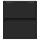 vidaXL 2 db fekete falra szerelhető éjjeliszekrény LED-világítással