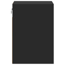 vidaXL 2 db fekete falra szerelhető éjjeliszekrény LED-világítással