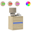 vidaXL 2 db sonoma tölgy színű fali éjjeliszekrény LED-világítással