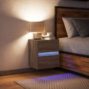 vidaXL barna tölgy színű fali éjjeliszekrény LED-világítással