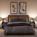 vidaXL 2 db fekete falra szerelhető éjjeliszekrény LED-világítással