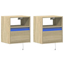 vidaXL 2 db sonoma tölgy színű fali éjjeliszekrény LED-világítással