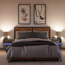 vidaXL 2 db betonszürke fali éjjeliszekrény LED-világítással