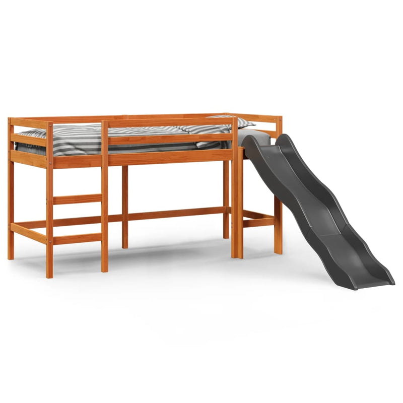 vidaXL barna tömör fenyőfa gyerek-galériaágy matrac nélkül 90 x 190 cm