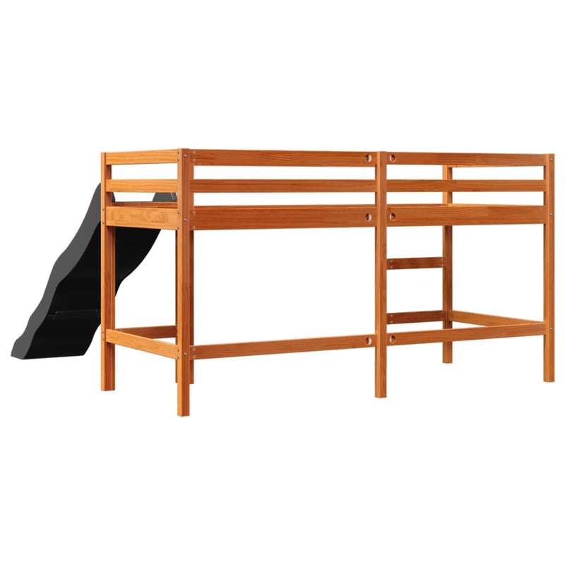 vidaXL barna tömör fenyőfa gyerek-galériaágy matrac nélkül 90 x 190 cm
