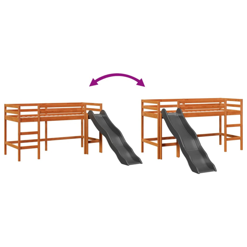 vidaXL barna tömör fenyőfa gyerek-galériaágy matrac nélkül 90 x 190 cm