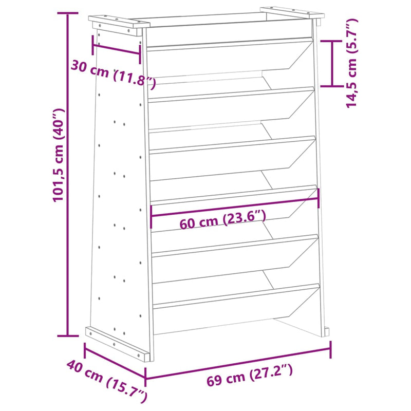 vidaXL 6 szintes tömör fenyőfa gyógynövényültető 69 x 40 x 101,5 cm