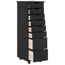 vidaXL MOSS fekete tömör fenyőfa görgős szekrény fiókokkal