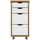 vidaXL MOSS mézbarna tömör fenyőfa görgős szekrény fiókokkal
