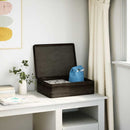 vidaXL Fa doboz tetővel Fekete 40x30x13 cm tömör fa fenyő