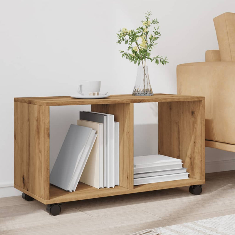 vidaXL kézműves tölgy színű szerelt fa görgős szekrény 72x33x42,5 cm