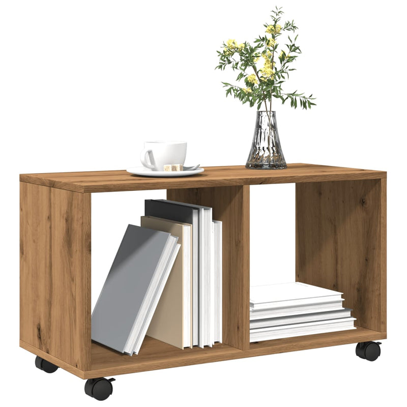 vidaXL kézműves tölgy színű szerelt fa görgős szekrény 72x33x42,5 cm