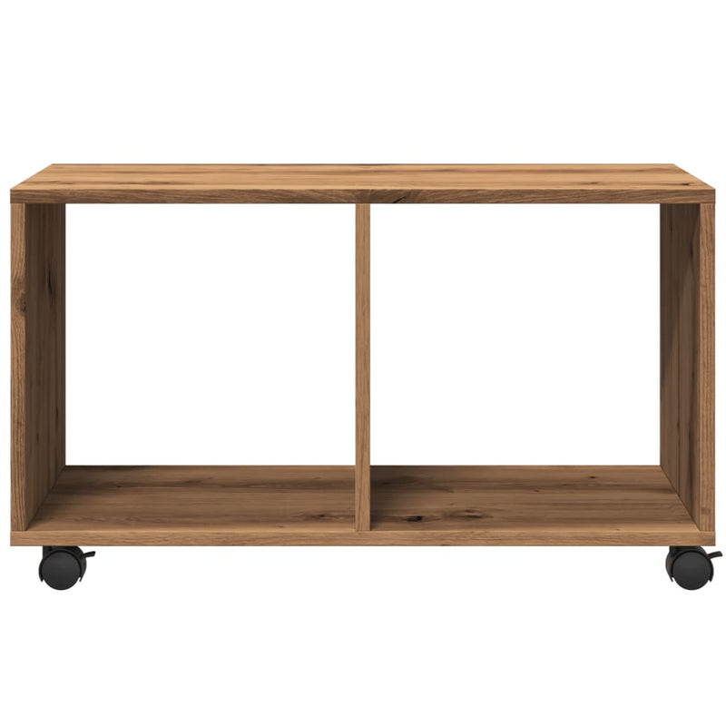 vidaXL kézműves tölgy színű szerelt fa görgős szekrény 72x33x42,5 cm