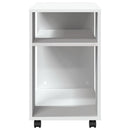 vidaXL fehér szerelt fa kisasztal kerekekkel 70 x 35 x 60 cm