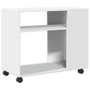vidaXL fehér szerelt fa kisasztal kerekekkel 70 x 35 x 60 cm