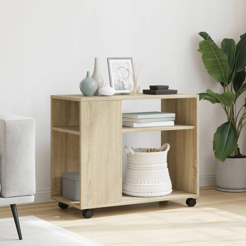 vidaXL sonoma tölgy színű szerelt fa kisasztal kerekekkel 70x35x60 cm