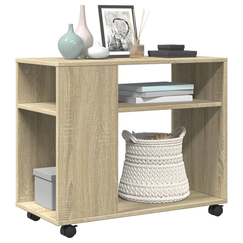vidaXL sonoma tölgy színű szerelt fa kisasztal kerekekkel 70x35x60 cm