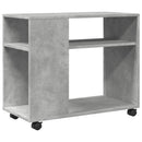 vidaXL betonszürke szerelt fa kisasztal kerekekkel 70 x 35 x 60 cm