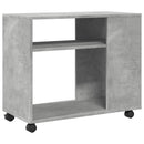 vidaXL betonszürke szerelt fa kisasztal kerekekkel 70 x 35 x 60 cm