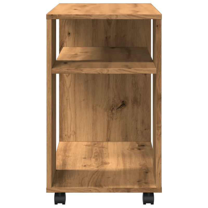 vidaXL kézműves tölgy színű szerelt fa görgős kisasztal 70x35x60 cm