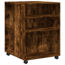 vidaXL füstös tölgy színű szerelt fa kisasztal kerekekkel 55x60x78 cm