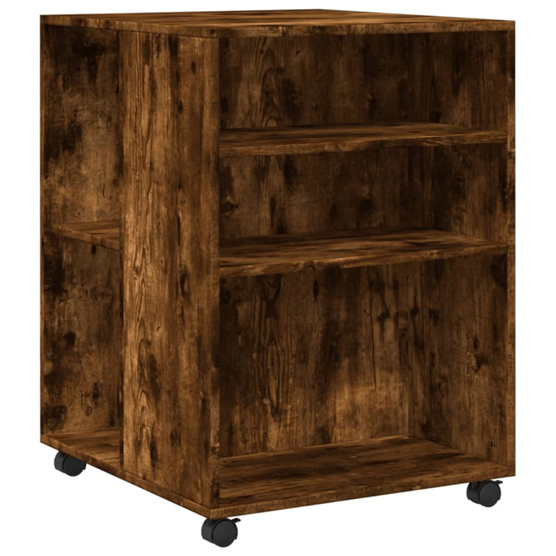 vidaXL füstös tölgy színű szerelt fa kisasztal kerekekkel 55x60x78 cm