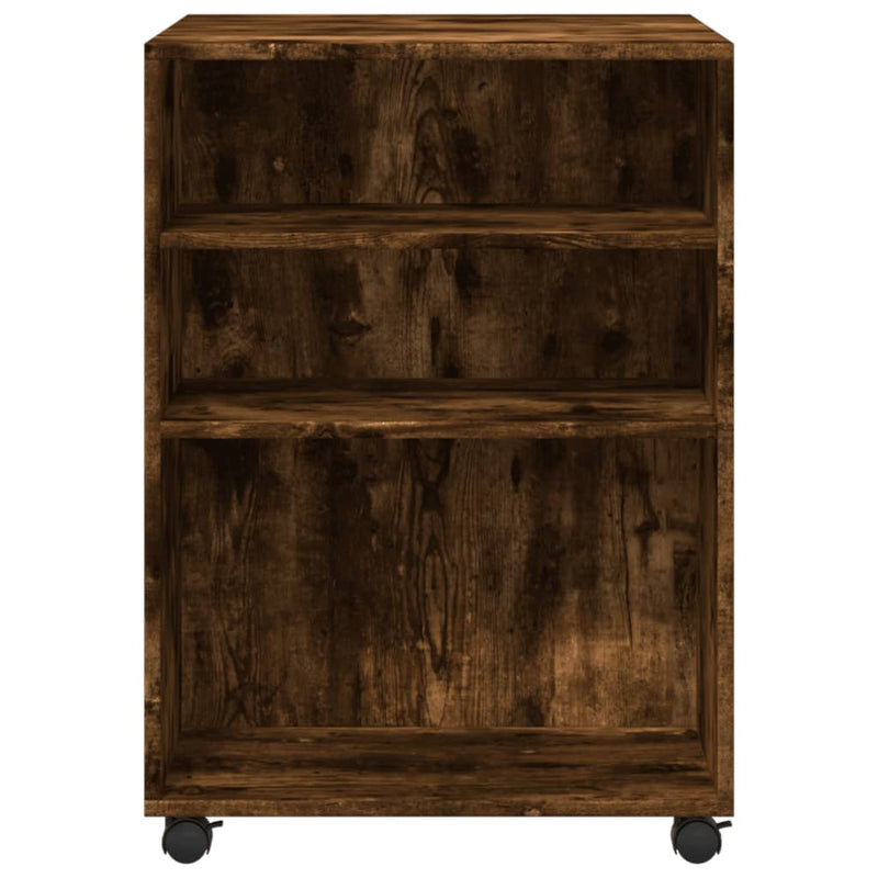 vidaXL füstös tölgy színű szerelt fa kisasztal kerekekkel 55x60x78 cm