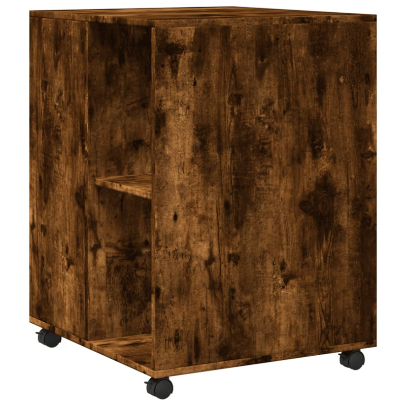 vidaXL füstös tölgy színű szerelt fa kisasztal kerekekkel 55x60x78 cm