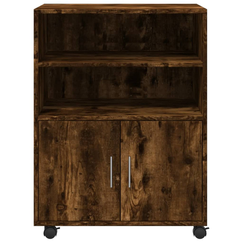 vidaXL füstös tölgy színű szerelt fa kerekes szekrény 60 x 48 x 81 cm