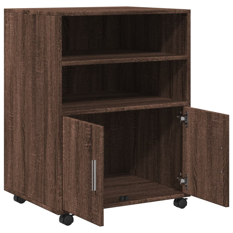 vidaXL barna tölgyszínű szerelt fa kerekes szekrény 60 x 48 x 81 cm