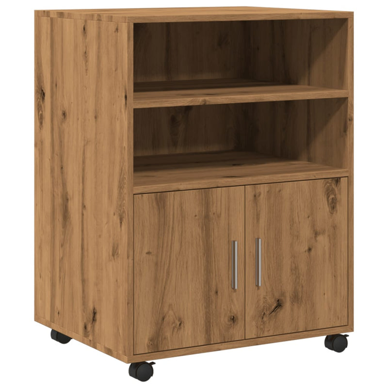 vidaXL kézműves tölgy színű szerelt fa görgős szekrény 72x33x42,5 cm