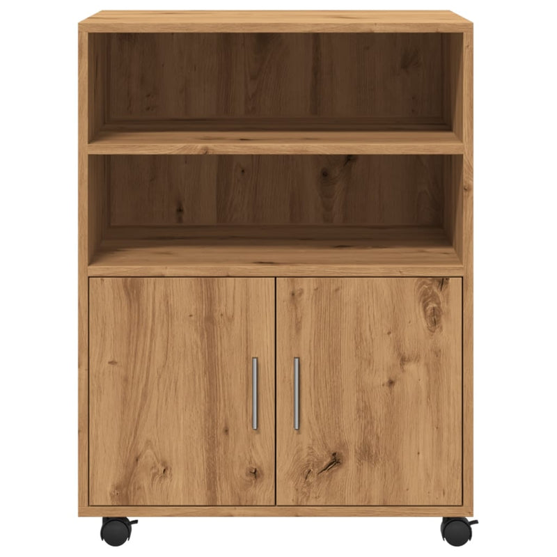 vidaXL kézműves tölgy színű szerelt fa görgős szekrény 72x33x42,5 cm