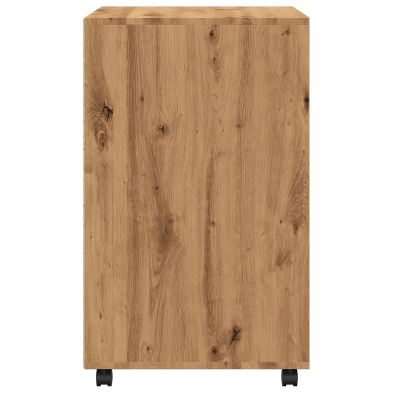 vidaXL kézműves tölgy színű szerelt fa görgős szekrény 72x33x42,5 cm