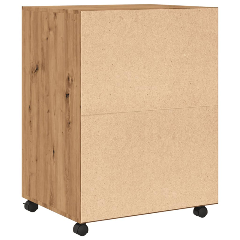 vidaXL kézműves tölgy színű szerelt fa görgős szekrény 72x33x42,5 cm