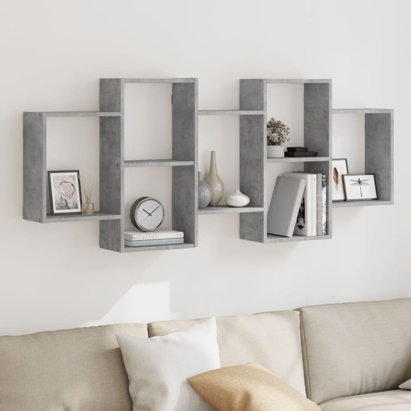 vidaXL betonszürke szerelt fa fali polc 159 x 18 x 65 cm