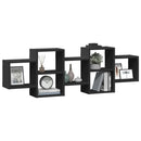 vidaXL fekete szerelt fa fali polc 129 x 18 x 42 cm